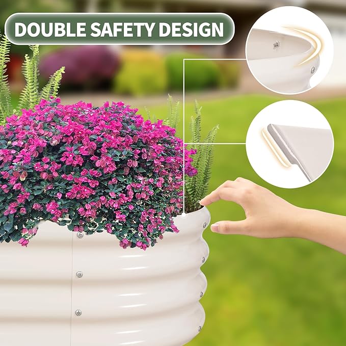 1MORE Galvanized Raised Garden Bed- Planter Garden Boxes Outdoor, Raised Beds for Gardening, 4x2x1ft Metal Garden Bed Kit for Vegetables Flower, Planter Raised Beds with Tools.White-2pack - Bloomnest