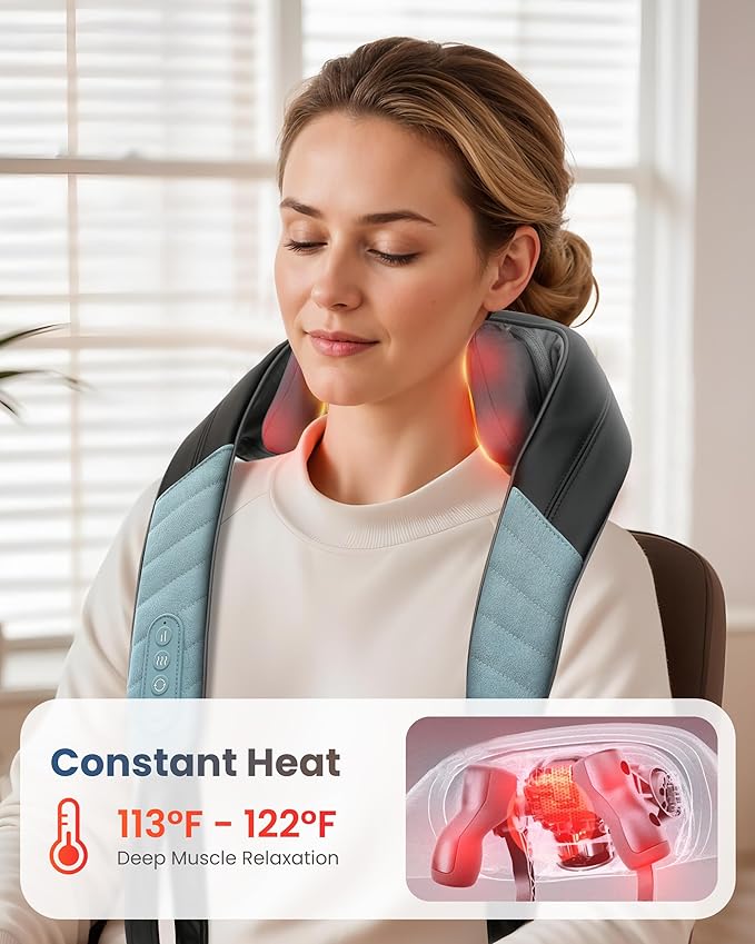 COMFIER FSA Eligible Shiatsu Neck Massager with Heat for Deep Tissue, Electric Shoulder and Back Massager for Pain Relief, Hands-Free Cordless 4D Kneading Massage, Gift for Women Men Mom Dad - Bloomnest