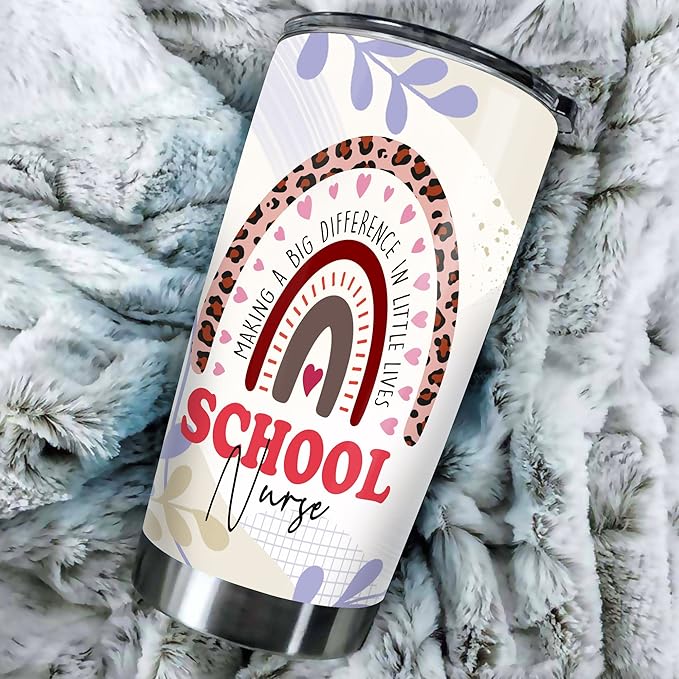 Stainless Steel 20oz Tumbler, Funny School Nurse Appreciation Gifts - Bulk For Birthday, Christmas, Nurses Day Gifts For Women, Men - Coffee Cup - Bloomnest