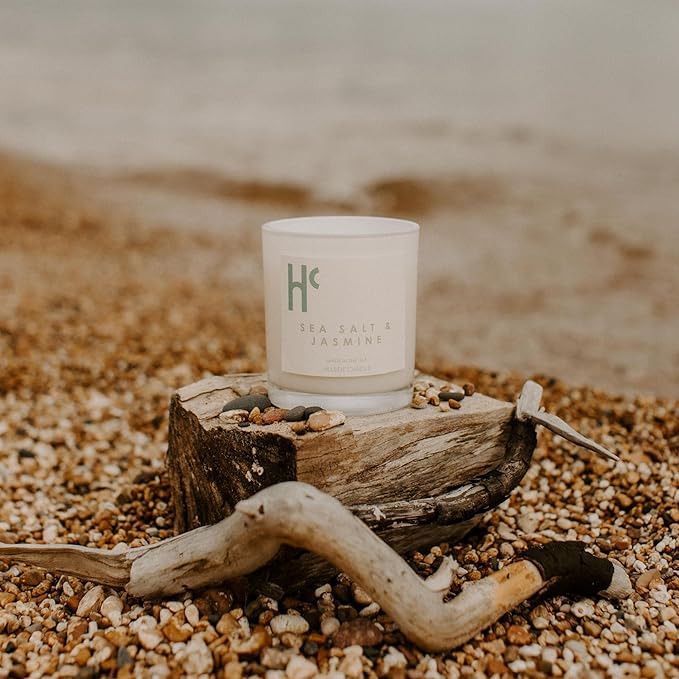 Sea Salt & Jasmine Single Wick Soy Candles, Luxury Scented Candles for Home - Up to 60 Hour Burn Time, Cruelty-Free Soy Wax Blend - Beach Fragrance, Notes of Jasmine & Sea Salt (9 oz) - Bloomnest