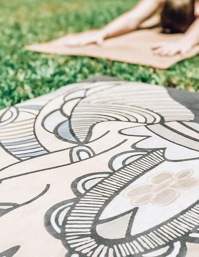 Shakti Warrior Suede yoga mat - Premium Printed Natural Eco-friendly Non-Slip Mat Great for Hot Yoga, Pilates, Workouts (72 inch x 24 inch x 3mm thick) - Bloomnest