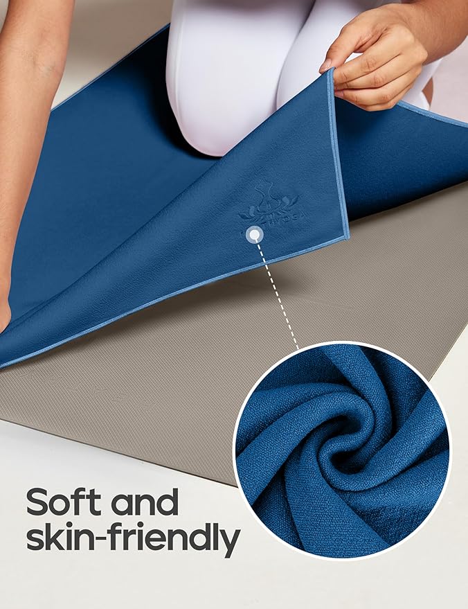 Heathyoga Yoga Mat Towel Non Slip for Hot Yoga Towel with Silicone Grip & Free Spray Bottle, 72"X26" Extra Large Microfiber Yoga Towel for Bikram, Pilates, Fitness