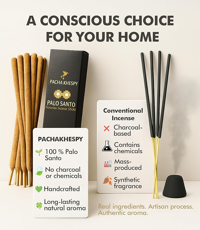 Palo Santo Incense Sticks from Peru 12 Pack Long Lasting Burn Handmade Natural Authentic Holy Wood for Aromatherapy Meditation Energy Cleansing Stress Relief Yoga & Home Fragrance