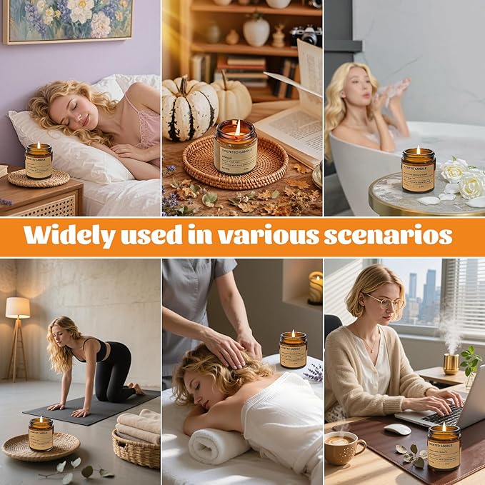 6 Pack Scented Candles Gifts for Women,3.5 Oz Amber Candles Set, 150 Hours Long Burning Soy Wax Candles Jar Aromatherapy Candles for Stress Relief, Birthdays, Weddings, Christmas Gifts, Yoga, Bath - Bloomnest