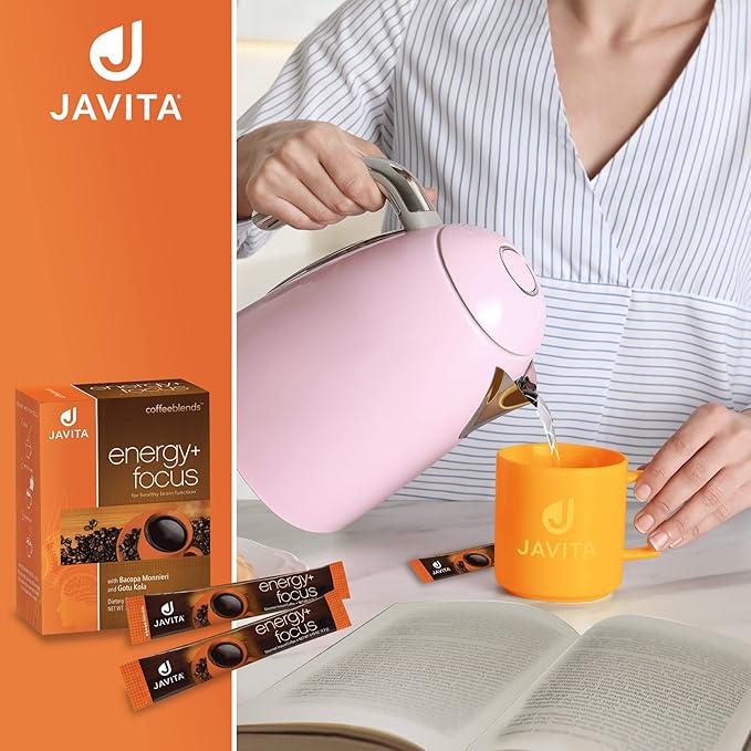 Javita Energy + Focus Instant Coffee, 100% South American Arabica & Robusta Blend, with Energizing Herbs for Clarity, Energy, & Focus, Keto, Dieters Drink, 1 box / 24 (4.2g) Sticks - Bloomnest