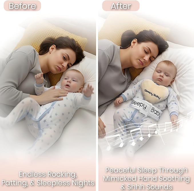 Sleepy Baby Shh White Noise Machine with Gentle Rhythmic Tapping | Mimics Parents Soothing Touch | Adjustable Speeds & Belt | Helps Reduce Constant Holding and Rocking - Bloomnest