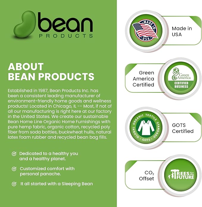 Bean Products Meditation Cushion Mat Set - Zafu Floor Pillow Organic Buckwheat Pillow + Cotton Filled Zabuton Prayer Pad - Meditation Pillow Yoga Knee Pad - Made in USA - 14" Round or 18" Oval