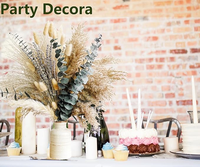 Green Pampas Grass Boho Bouquet – Exquisite Lavender and Eucalyptus Dried Flower Arrangements for Western Boho Decor – Rustic Flowers for Your Bohemian Home, Bedroom, and Wedding Table Décor - Bloomnest