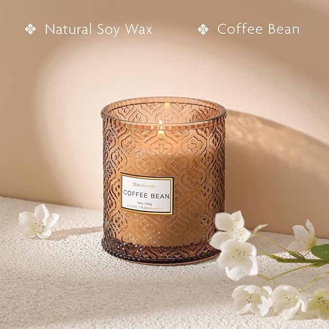 Coffee Scented Candles, Large Natural Soy Candle, 88 Hours Burning Time, Decorative Candles in Glass, Candle Gifts for Women, 19oz - Bloomnest