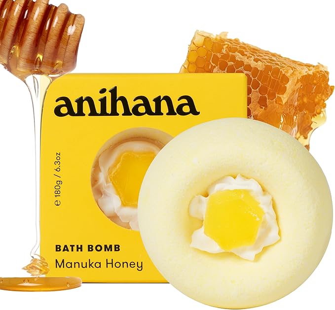 ANIHANA Bath Bomb with Coconut Oil, Paraben Free, Hand-Crafted Luxury Fizzers, Refreshing Manuka Honey Scent, 6.3 oz - Bloomnest