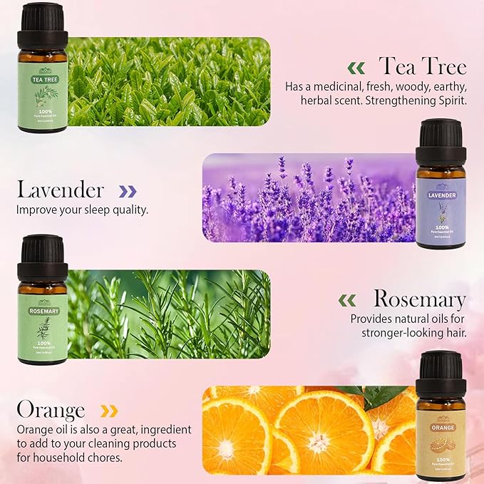 8 Pcs Pure Essential Oils for Diffusers for Home Care, Skin Care, Candle Making-Peppermint, Lavender, Eucalyptus,10 ML Essential Oils Gift Set, Christmas Birthday Present - Bloomnest
