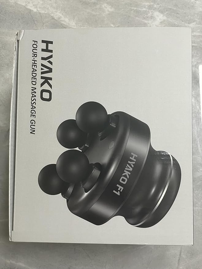 HYAKO F1 4-Heads Handheld Electric Deep Tissue Body Massager – Portable Orbital Professional Muscle Massager Tool for Easing Shoulder and Back Tension and Chiropractic Tool for Myofascial Release - Bloomnest