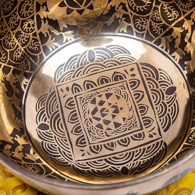Large Tibetan Singing Bowl Set - 8.5" Master Healing Grade For Sound Bath Chakra 7 Metal Meditation Yoga By Himalayan Bazaar HimalayanBazaar