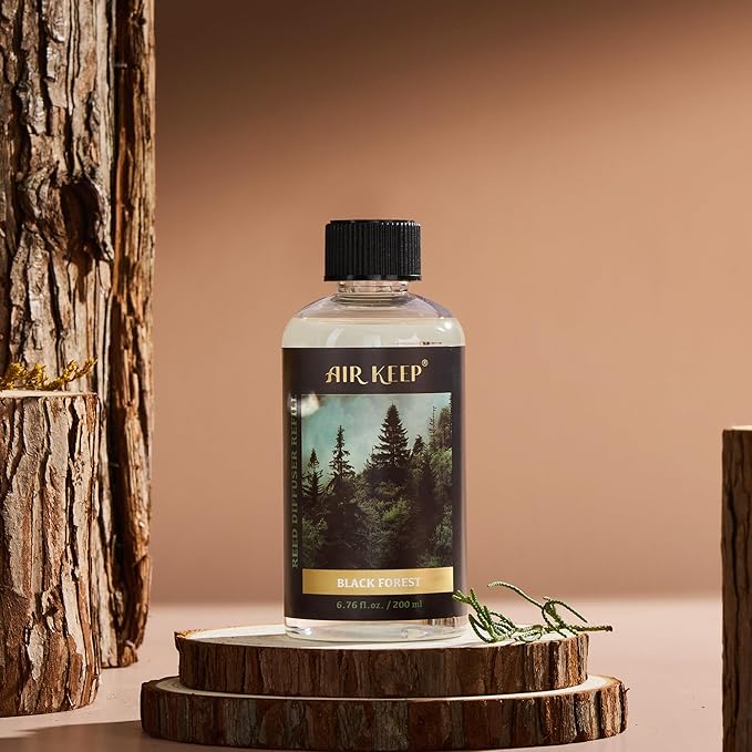 Airkeep Reed Diffuser Oil Refill with Diffuser Sticks, 6.76 Fl Oz(200ml) Black Forest Scented Oils, Aroma Therapy, Home Fragrance & Air Freshener, Office Décor, Decoration - Bloomnest