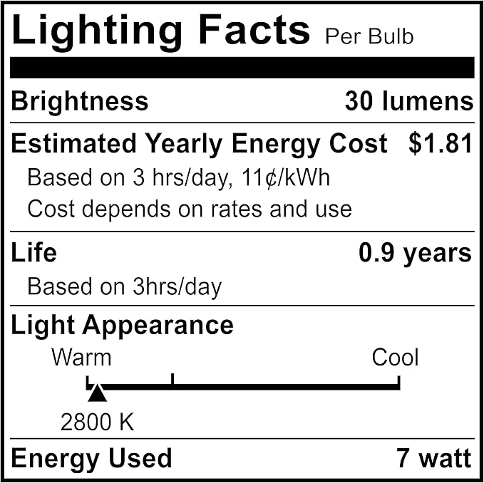 7 Watt Night Light Replacement Bulbs - 12 Pack Salt Lamps, Crystal Clear Glass,C7/7 Watt/120 V/45 Lumen,E12 Candelabra Base Incandescent Bulbs - Bloomnest