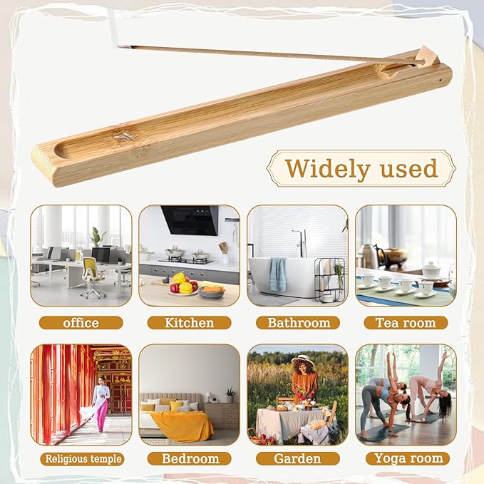 2 Pieces Incense Holder for Sticks with Adjustable Holder Natural Bamboo Incense Stick Wood Stick Angle Home Incenses Burner with Ash Collector Incenss Burner for Meditation Yoga Relaxation Home Decor - Bloomnest