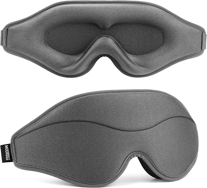 Sleep Mask - Total Blackout 3D Sleeping Mask, Super Lightweight & Silky Soft Eye Mask for Sleeping, Fully Adjustable Fit for Home, Office, Traveling, Meditation, Yoga, Gray - Bloomnest