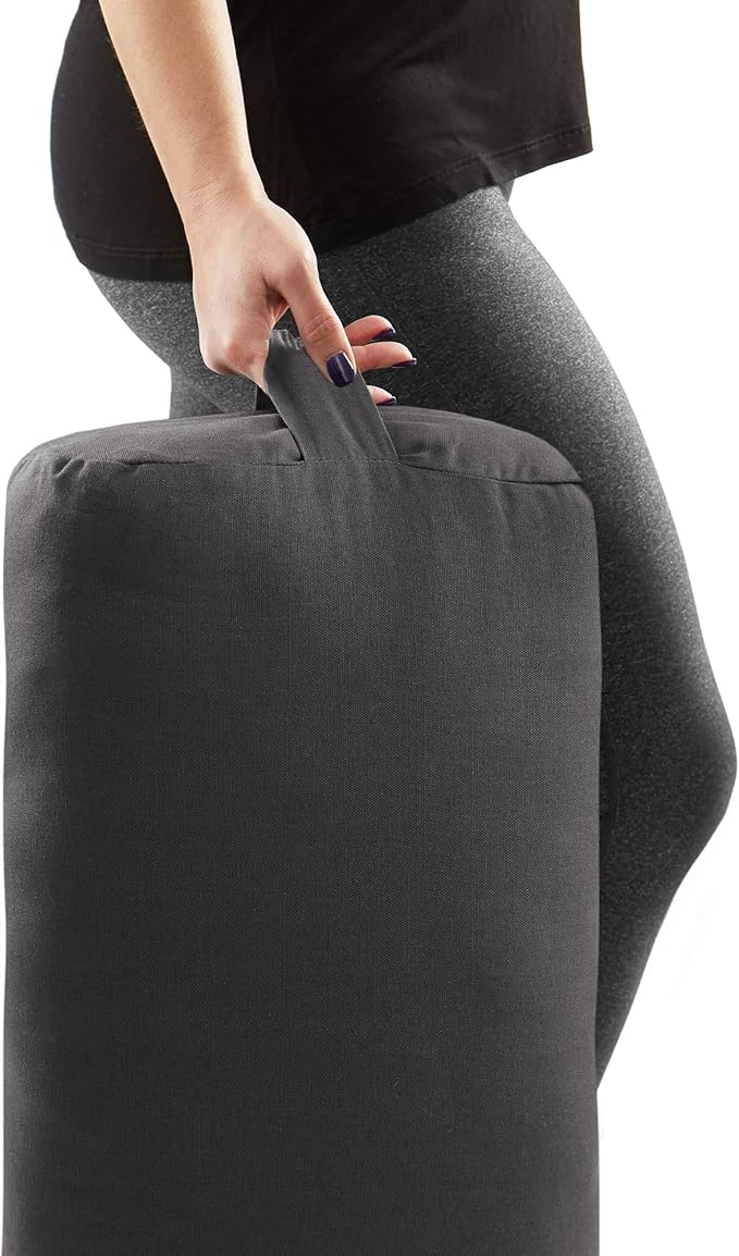 Yoga Meditation Cushion, 25" x 12" Rectangular Bolster with Organic Cotton Cover - Bloomnest