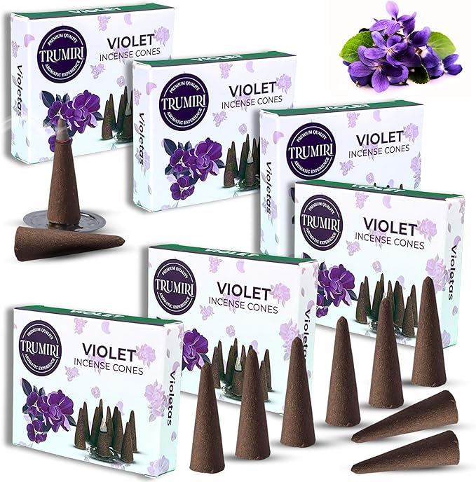 Violet Incense Cones - 60 Pack (10 x 6 Scents) - Scented Cone Incense