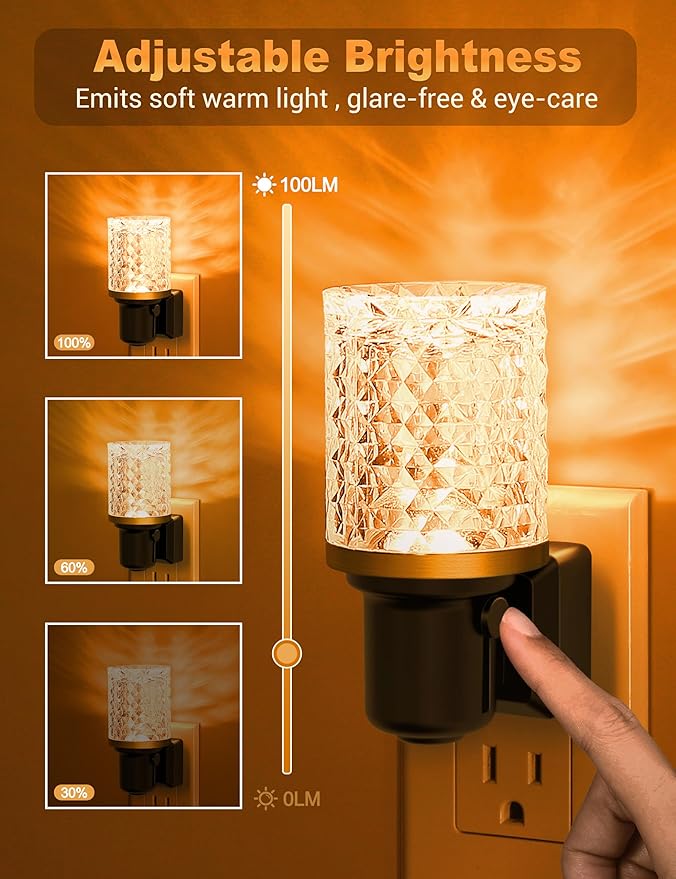 JandCase LED Night Light Amber, Dimmable Night Lights Plug into Wall, Modern Nightlight with Auto On Off Light Sensor, Amber Night Light 0-100LM Brightness for Bathroom Hallway Bedroom Decor - Bloomnest