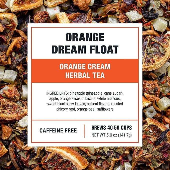 Tiesta Tea - Orange Dream Float Tea, Loose Leaf, Orange Cream Herbal Tea, Premium Caffeine-Free Tea Blend, Make Hot or Iced & Up to 50 Cups, 5 oz Refillable Tin - Bloomnest