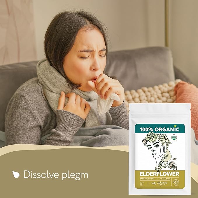 Organic Elderflower Tea (40 Tea Bags) - Elder Flowers Tea for Respiratory Health, Immunity - Herbal TeaBags for Cold Weather Days - Seasonal Blend - Te de Flor de Sauco - Bloomnest