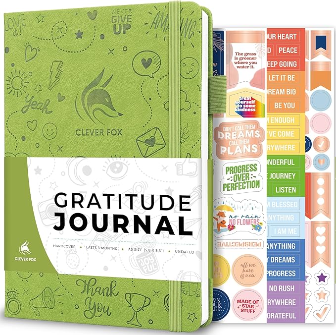 Clever Fox Gratitude Journal – Happiness, Positivity & Affirmation Daily Journal – Inspirational Daily Notebook – 3 Months, A5 (Spring Green) - Bloomnest