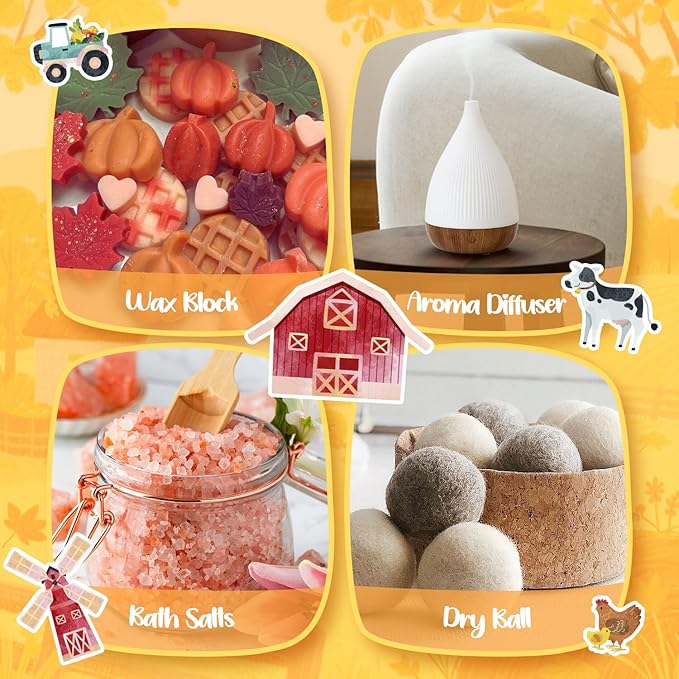 Fall Cozy Cabin Fragrance Oils Set, Essential Oil for Diffuser, Use for Soap Candle Making-Smoky Cedar Wood, Roasted Marshmallows, Autumn Leaves, Warm Flannel, Fireplace Time, Pumpkin Patch - Bloomnest
