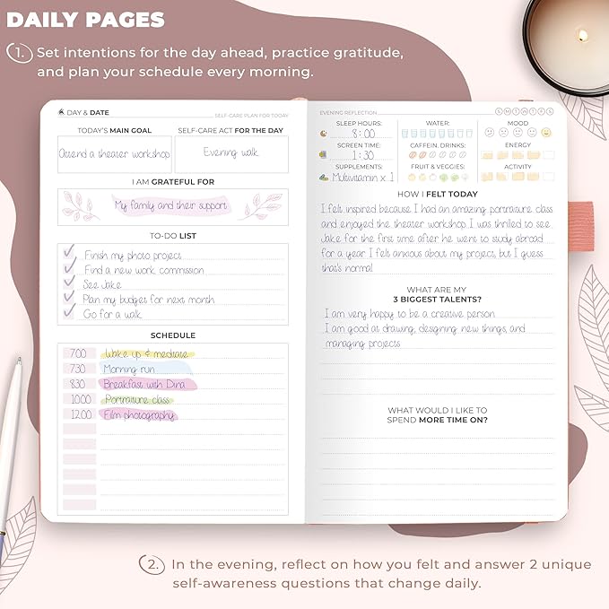 Clever Fox Self-Care Journal Pocket – Daily Reflection Notebook – Mental Health & Personal Development Planner, Meditation & Mood Log (Rose Gold)
