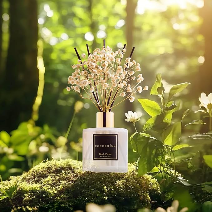 Cocorrína Reed Diffuser Sets, 6.7 fl oz. Black Forest Diffuser with Sticks Home Fragrance Reed Diffuser for Bathroom Shelf Decor - Bloomnest