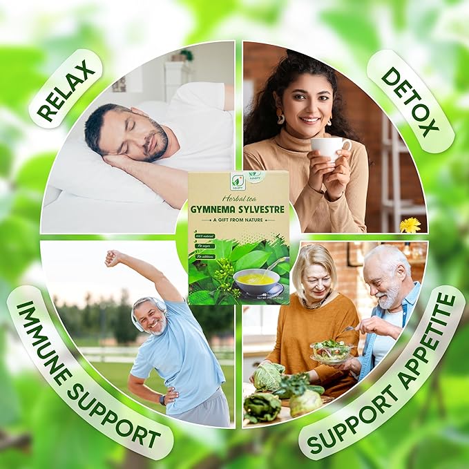 NMPT Dried Gymnema Sylvestre Leaf Tea, Celastrus Hindsii, 100% Hand Pick, Organic Herbal Tea, 40 Count, Freeze Drying, Gluten Free, Dairy Free, No Sugar Added, Energy Boost & Health Support - Bloomnest