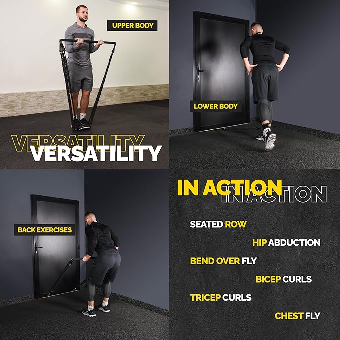 Tube Resistance Bands for Working Out Men and Women - Exercise Bands Resistance Bands Set, Resistance Band Bar, Handles, Ankle Straps, Foot Straps and Door Anchor - Bloomnest