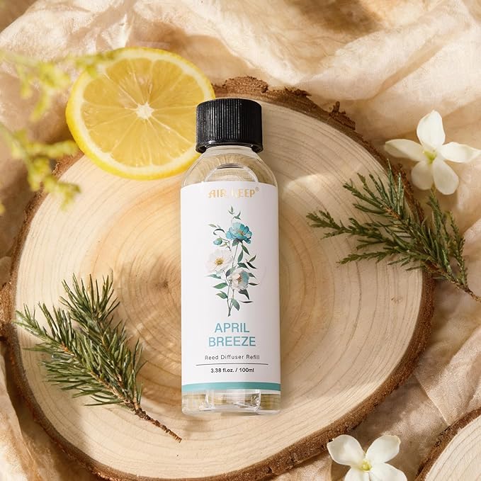 Airkeep Reed Diffuser Oil Refill/April Breeze/3.38oz（100ml/1 Pack/Scented Oil Refill for Reed Diffuser Home Fragrance for Bedroom, Bathroom Office Home Decor - Bloomnest