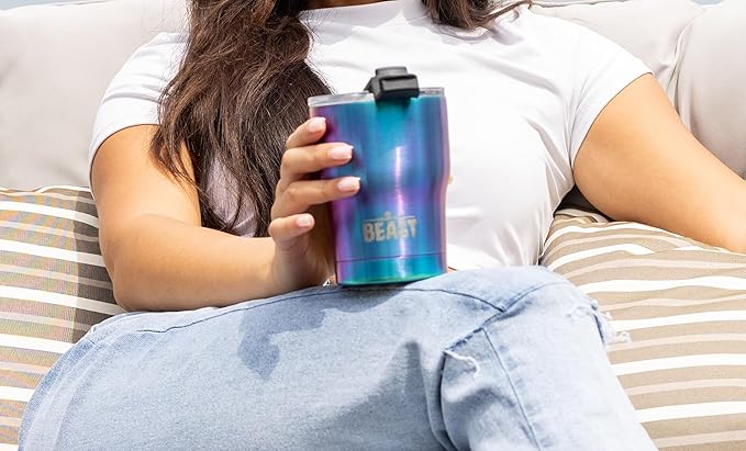 Beast 10 oz Tumbler Stainless Steel Vacuum Insulated Coffee Ice Cup Double Wall Travel Flask (Rainbow) - Bloomnest