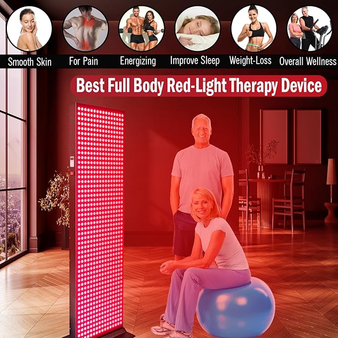 Red Light Therapy Device for Full Body, 630nm, 660nm, 810nm & 850nm, Near Infrared Dual-Chip Clinical Grade LED Panel for Smooth Skin, Weight & Pain Management and Overall Wellness (4000-Watt 800-LED) EXESAS