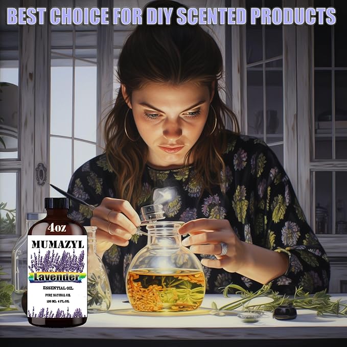 Lavender Essential Oil, Lavender Oil 4 Fl Oz 120ML for Diffuser Humidifier Yoga Cleaning DIY Candle Soap Making Essential Oils - Bloomnest