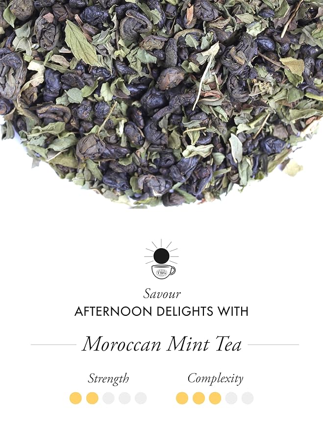 TWG Tea | Moroccan Mint Tea | Green Tea | Spearmint Leaves | 15 Hand Sewn Cotton Tea Bags | Gift Set - Bloomnest