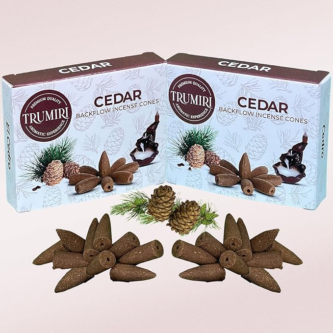 Cedar Backflow Incense Cones - Dual Pack of 10 Cones - Waterfall Effect