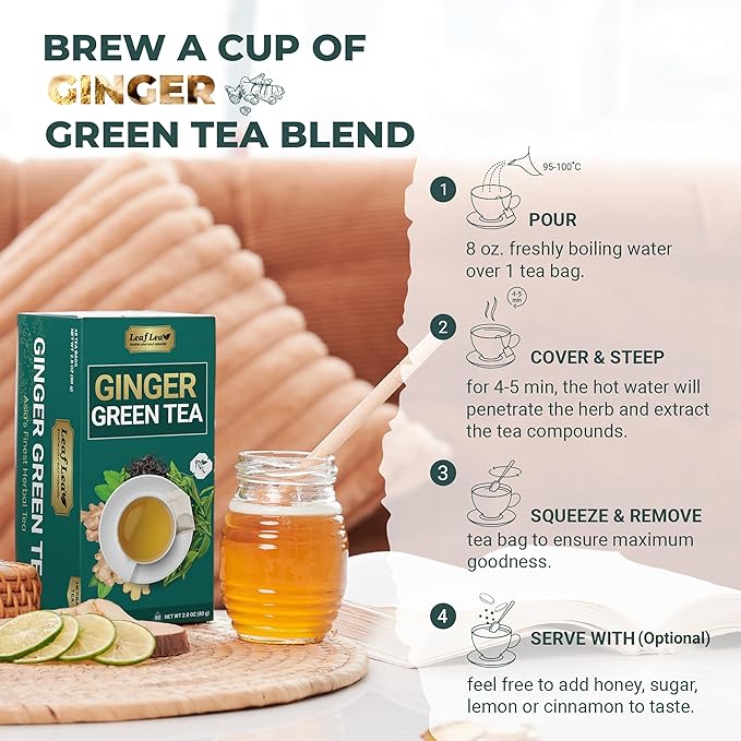 Premium Ginger Green Tea Bags Blend, Natural Green Tea with Ginger Tea Bags, Spicy and Warming Flavor Promotes Healthy Digestion, Ideal For Gift Box | 160 Tea Bags - Bloomnest
