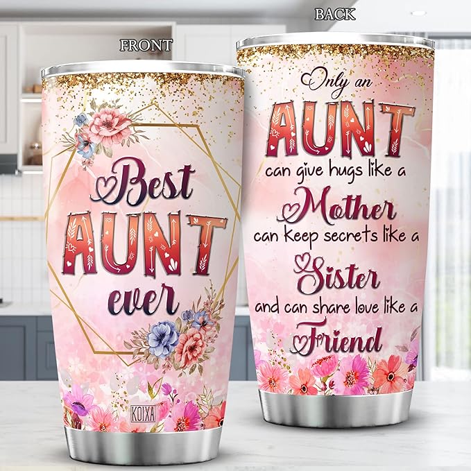 Insulated Tumbler 20oz Only An Aunt Can Give Hugs Like A Mother Gift For Aunts From Niece Aesthetic Floral Print Flower Travel Coffee Mug Sentimental Auntie Cups For Women - Bloomnest