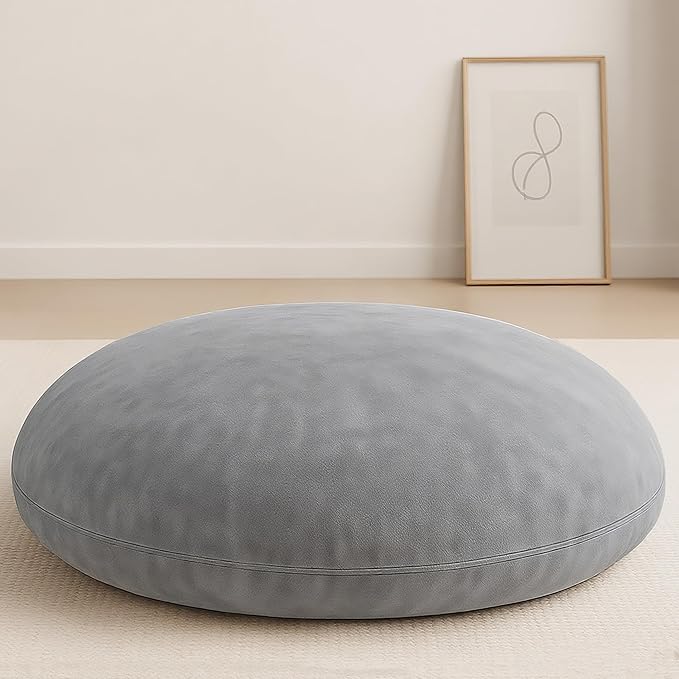 Codi Large Meditation Cushions – Round Floor Pillows for Adults with Removable Washable Cover, Soft and Supportive Floor Cushion for Yoga, Seating and Dog Bed, 32 inch - Grey - Bloomnest