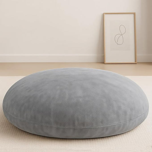 Codi Large Meditation Cushions – Round Floor Pillows for Adults with Removable Washable Cover, Soft and Supportive Floor Cushion for Yoga, Seating and Dog Bed, 32 inch - Grey - Bloomnest