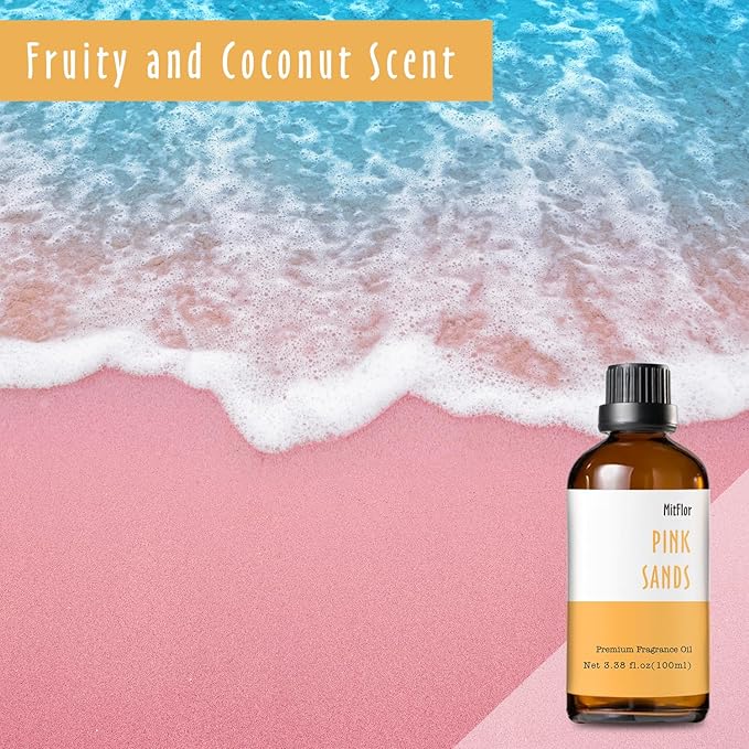 Pink Sands Fragrance Oil, MitFlor Single Scented Oils, Large Size Premium Grade Fragrance Oil for Diffuser, Soap & Candle Making Scent, Essential Oils for Home, 3.38 OZ/100ML MitFlor