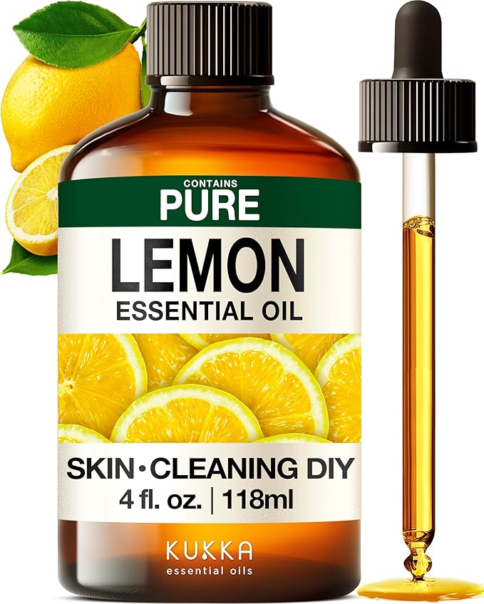 KUKKA Lemon Essential Oils - 4 Fl Oz - for Hair, Skin, Diffuser, Aromatherapy & DIY Soap Making Scent - Bloomnest