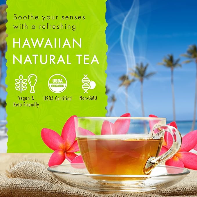 Hawaiian Natural Tea Passion Fruit Orange Flavored Organic Tea - Tropical Fruit Green Tea Blend with Black Tea - Perfect Daily Cup & Gift for Tea Lovers - 120 Tea Bags - Bloomnest