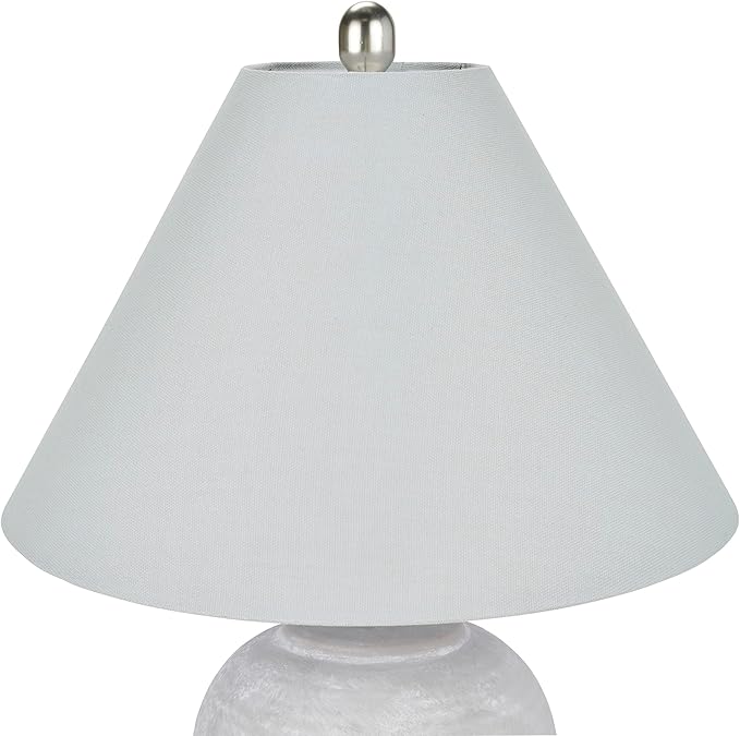 Nourison Home 23" Grey Vintage Distressed Ceramic Pot Table Lamp for Bedroom, Living Room, End Table, with Grey Conical Empire Shade - Bloomnest