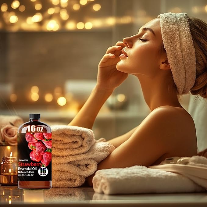 Strawberry Essential Oil, Strawberry Oil 16 Fl Oz 480 ML for Diffuser Humidifier Yoga Cleaning DIY Candle Soap Making Perfume Gift for Women Essential Oils - Bloomnest