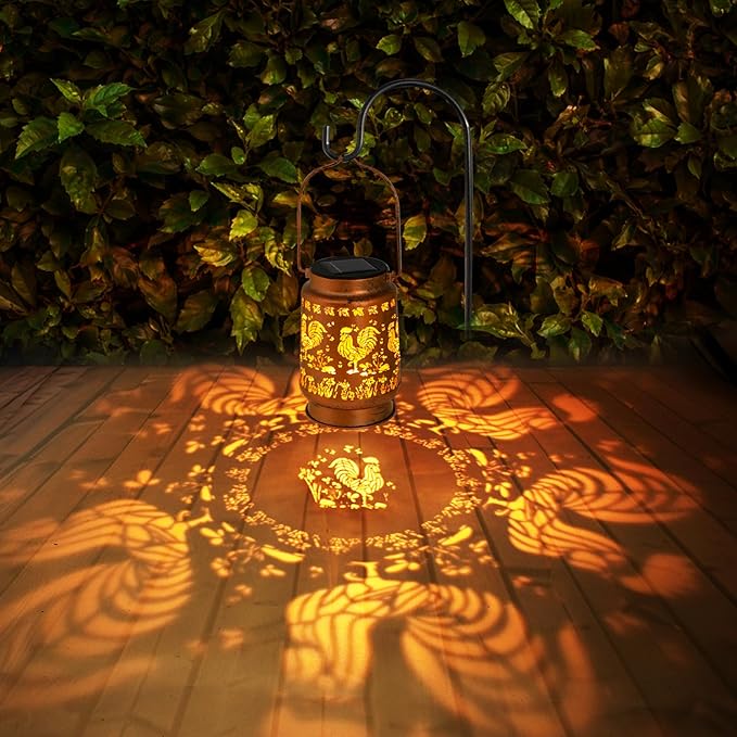 Chicken Gifts for Women, Mom, Grandma, Birthday, Retirement, Thanksgiving,Rooster Decorative Waterproof Hanging Solar Lanterns Outdoor Garden Decor LED for Yard, Patio, Lawn, Landscape, Backyard - Bloomnest