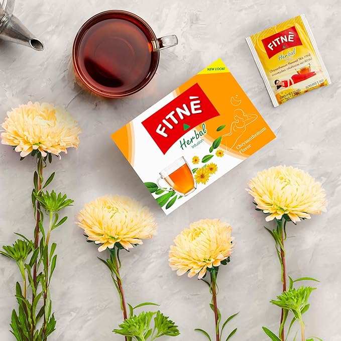 FITNÈ Chrysanthemum Herbal Tea Senna Infusion Smooth Mild Soothing Beverage Natural Gentle Detox Cleanse No Calories Caffeine Free, 15 Tea Bags - Bloomnest