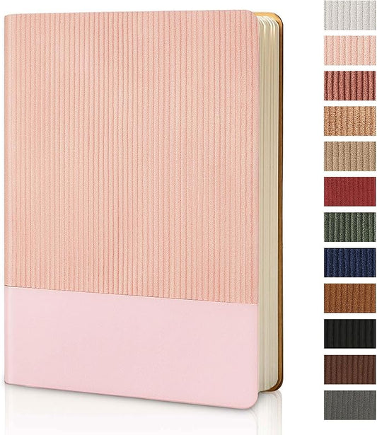 Lined Journal Notebook for Work College Ruled Note Book 5.79"x8.27" A5 PU Leather Daily Journaling 216 Pages for Women Men Writing Home School Supplies Business (Pink) - Bloomnest